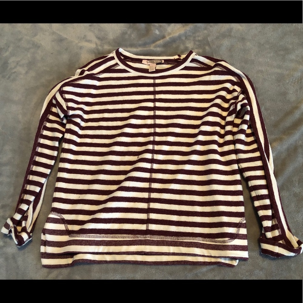 Forever 21 maroon and white striped shirt